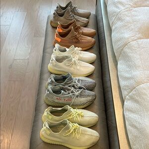 Yeezy Boost Collection in Cream, Gray, and Tan